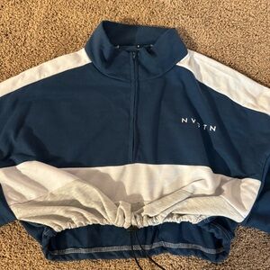 NVGTN Navy and White Quarter-Zip Pullover